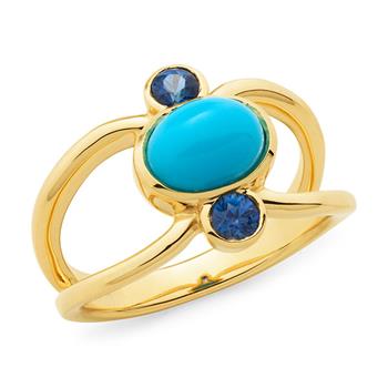MMJ - Turquoise & Sapphire Bezel Set Dress Ring